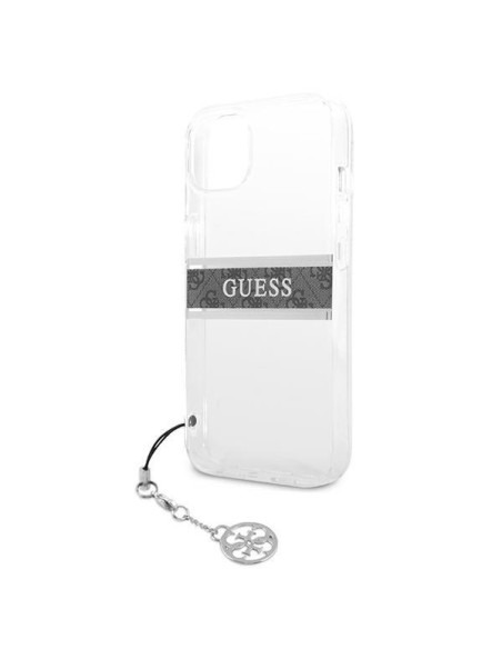 Guess 4G Grey Strap Charm dėklas iPhone 13 mini - skaidrus Guess 4G Grey Strap Charm dėklas iPhone 13 mini - skaidrus