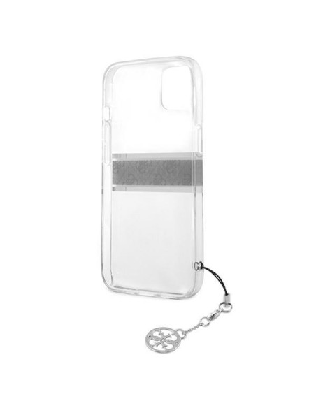 Guess 4G Grey Strap Charm dėklas iPhone 13 mini - skaidrus Guess 4G Grey Strap Charm dėklas iPhone 13 mini - skaidrus
