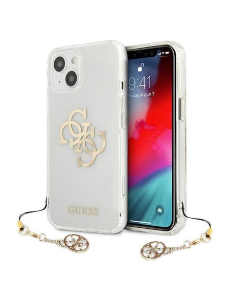 Guess 4G Gold Charms Collection dėklas iPhone 13 mini - skaidrus Guess 4G Gold Charms Collection dėklas iPhone 13 mini - skaidrus