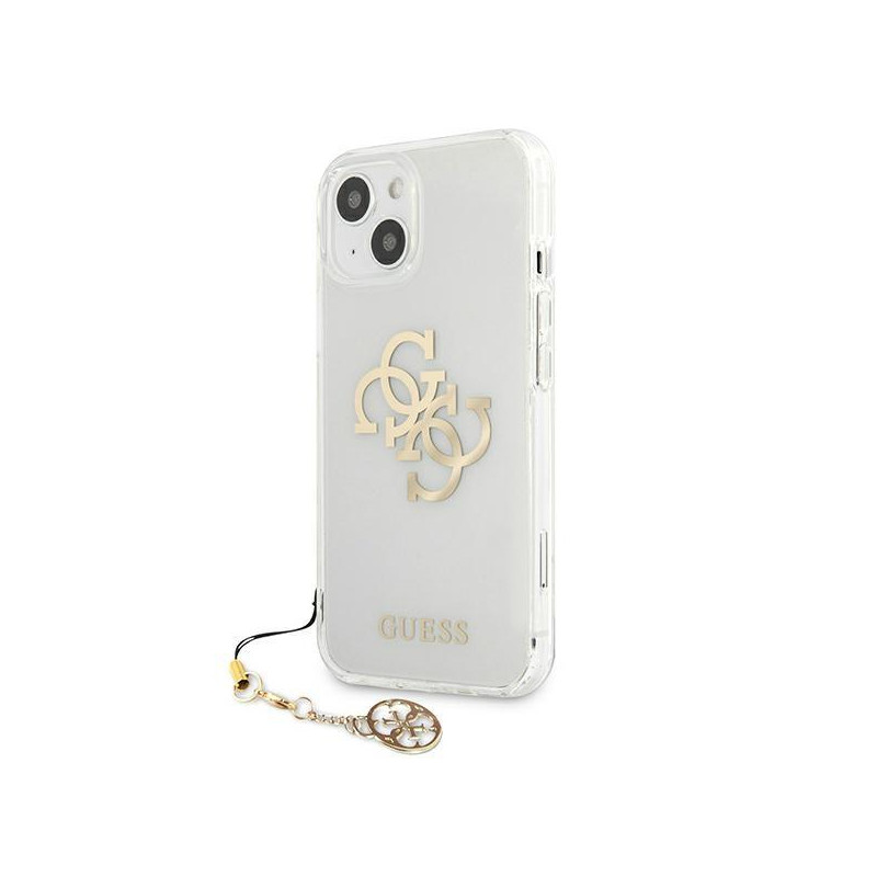 Guess 4G Gold Charms Collection dėklas iPhone 13 mini - skaidrus
