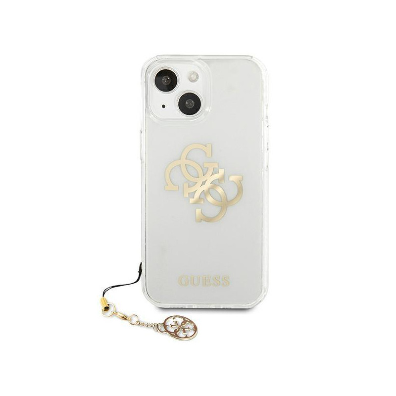 Guess 4G Gold Charms Collection dėklas iPhone 13 mini - skaidrus