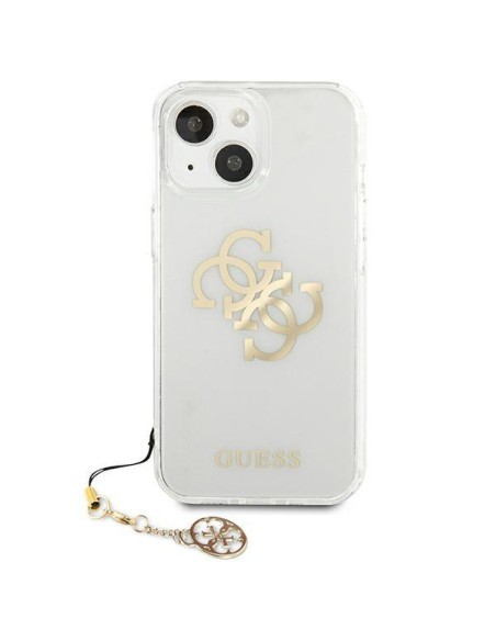 Guess 4G Gold Charms Collection dėklas iPhone 13 mini - skaidrus Guess 4G Gold Charms Collection dėklas iPhone 13 mini - skaidrus