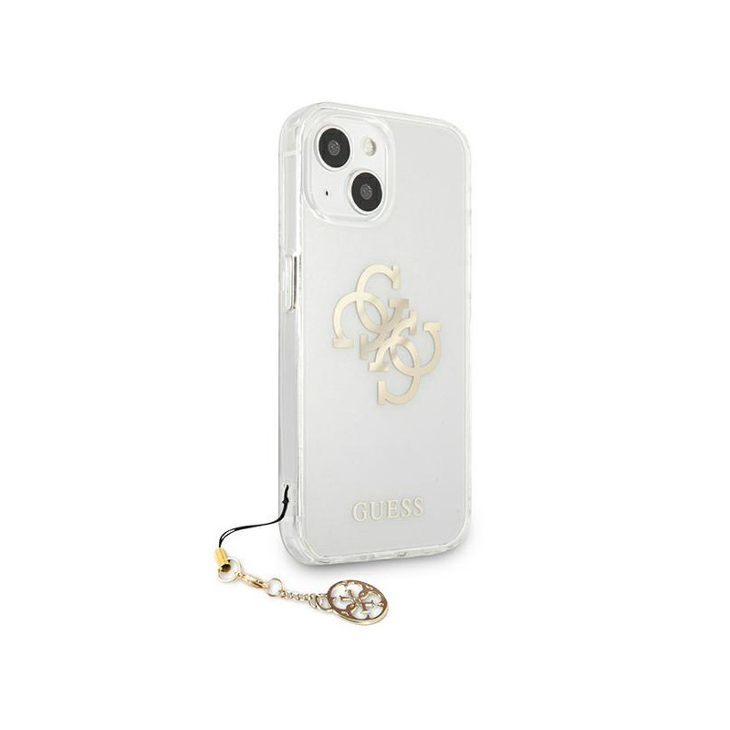 Guess 4G Gold Charms Collection dėklas iPhone 13 mini - skaidrus