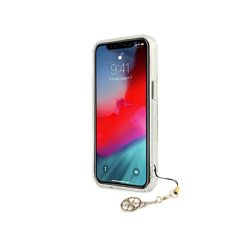 Guess 4G Gold Charms Collection dėklas iPhone 13 mini - skaidrus