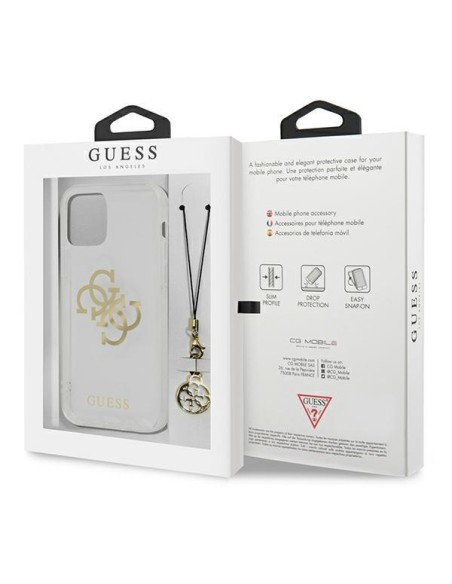 Guess 4G Gold Charms Collection dėklas iPhone 13 mini - skaidrus Guess 4G Gold Charms Collection dėklas iPhone 13 mini - skaidrus