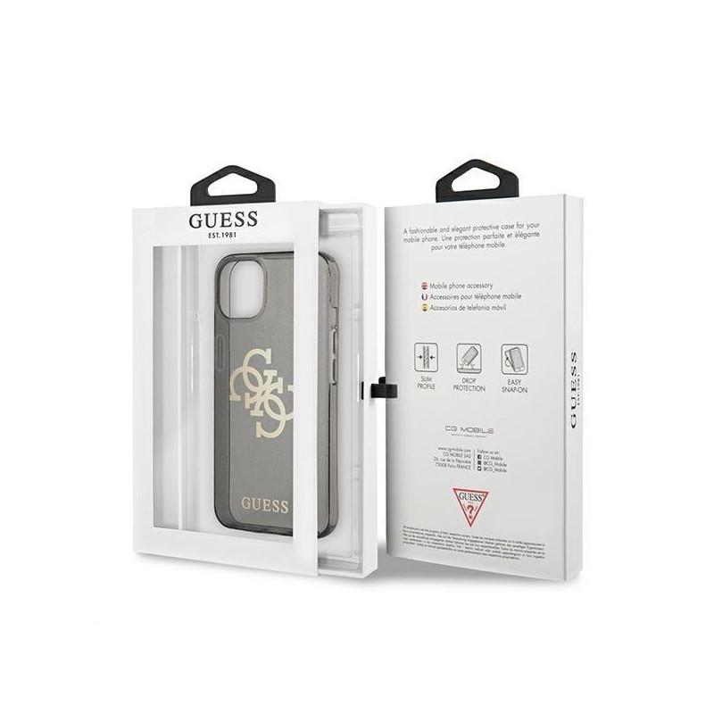 Guess Glitter 4G Big Logo dėklas iPhone 13 mini - juodas