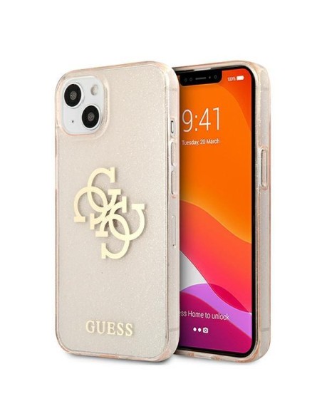 Guess Glitter 4G Big Logo dėklas iPhone 13 mini - auksinis Guess Glitter 4G Big Logo dėklas iPhone 13 mini - auksinis