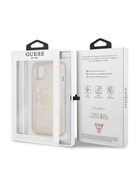 Guess Glitter 4G Big Logo dėklas iPhone 13 mini - auksinis Guess Glitter 4G Big Logo dėklas iPhone 13 mini - auksinis