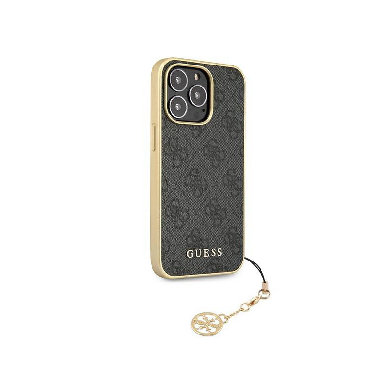 Guess 4G Charms Collection dėklas, skirtas iPhone 13 Pro Max - pilkas
