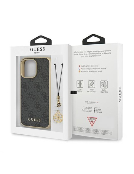 Guess 4G Charms Collection dėklas, skirtas iPhone 13 Pro Max - pilkas Guess 4G Charms Collection dėklas, skirtas iPhone 13 Pro Max - pilkas