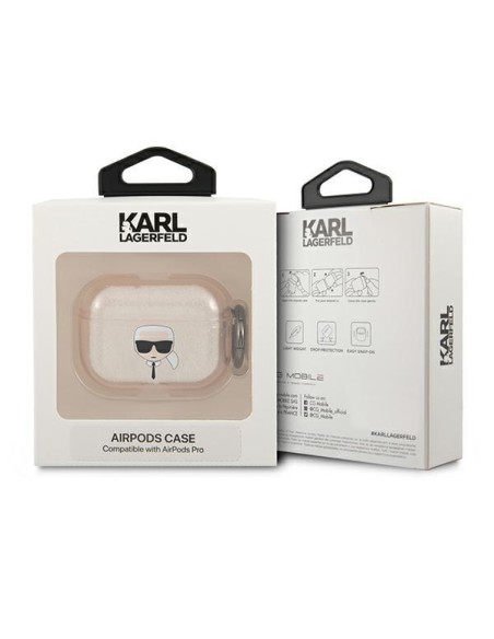 Karl Lagerfeld Glitter Karl& 39 s Head dėklas, skirtas AirPods Pro – auksinis Karl Lagerfeld Glitter Karl& 39 s Head dėklas, skirtas AirPods Pro – auksinis