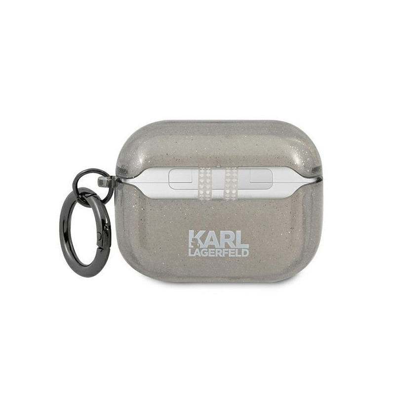 Karl Lagerfeld Glitter Karl& 39 s Head dėklas, skirtas AirPods Pro – juodas