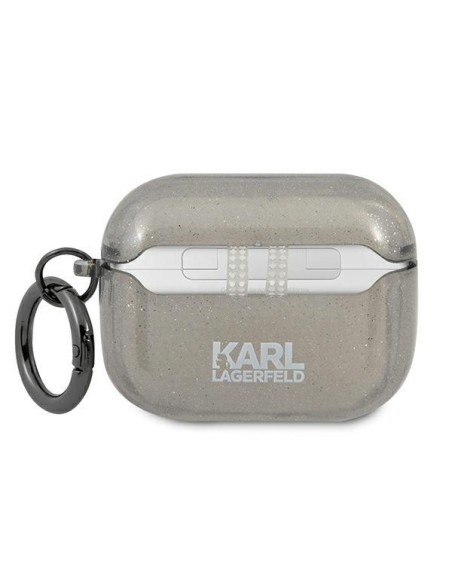 Karl Lagerfeld Glitter Karl& 39 s Head dėklas, skirtas AirPods Pro – juodas
