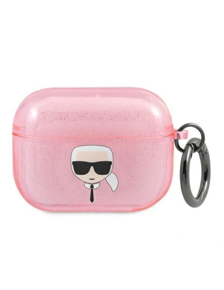 Karl Lagerfeld Glitter Karl& 39 s Head dėklas, skirtas AirPods Pro – rožinis Karl Lagerfeld Glitter Karl& 39 s Head dėklas, skirtas AirPods Pro – rožinis