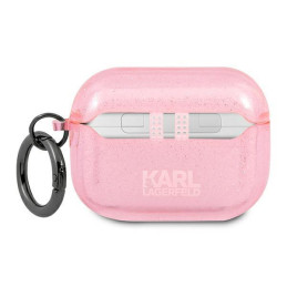 Karl Lagerfeld Glitter Karl& 39 s Head dėklas, skirtas AirPods Pro – rožinis
