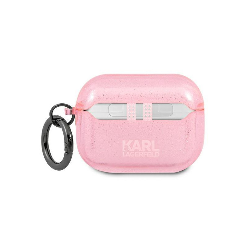 Karl Lagerfeld Glitter Karl& 39 s Head dėklas, skirtas AirPods Pro – rožinis