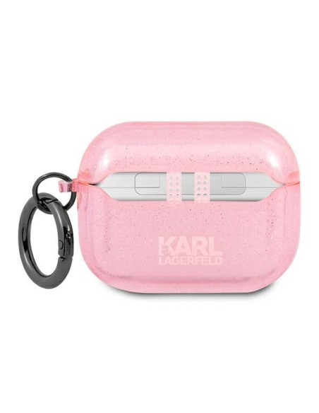 Karl Lagerfeld Glitter Karl& 39 s Head dėklas, skirtas AirPods Pro – rožinis Karl Lagerfeld Glitter Karl& 39 s Head dėklas, skirtas AirPods Pro – rožinis