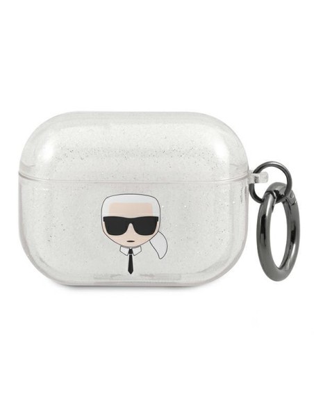 Karl Lagerfeld Glitter Karl& 39 s Head dėklas, skirtas AirPods Pro – sidabrinis Karl Lagerfeld Glitter Karl& 39 s Head dėklas, skirtas AirPods Pro – sidabrinis