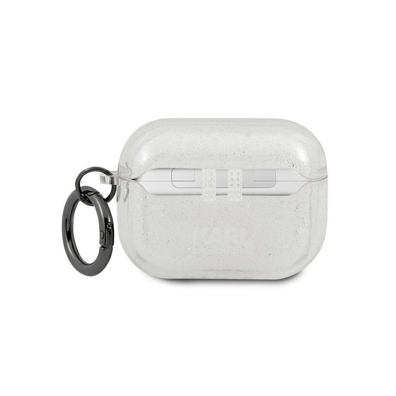 Karl Lagerfeld Glitter Karl& 39 s Head dėklas, skirtas AirPods Pro – sidabrinis