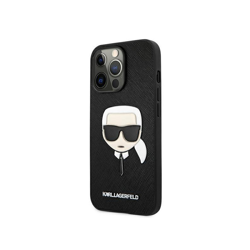 Karl Lagerfeld Saffiano Ikonik Karl& 39 s Head dėklas, skirtas iPhone 13 Pro / iPhone 13 - juodas