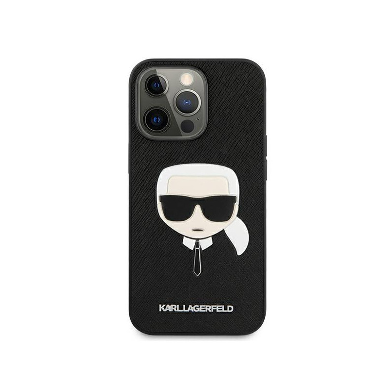 Karl Lagerfeld Saffiano Ikonik Karl& 39 s Head dėklas, skirtas iPhone 13 Pro / iPhone 13 - juodas