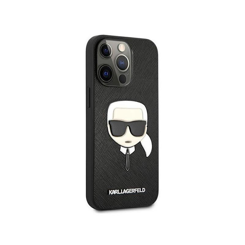 Karl Lagerfeld Saffiano Ikonik Karl& 39 s Head dėklas, skirtas iPhone 13 Pro / iPhone 13 - juodas