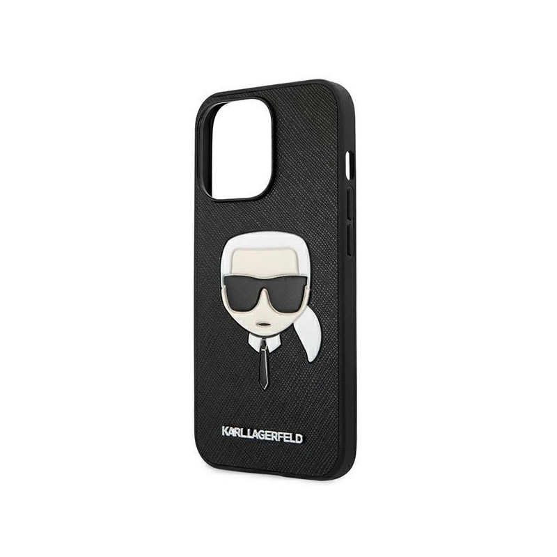 Karl Lagerfeld Saffiano Ikonik Karl& 39 s Head dėklas, skirtas iPhone 13 Pro / iPhone 13 - juodas