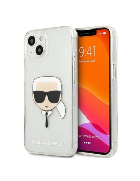 Karl Lagerfeld Glitter Karl& 39 s Head dėklas iPhone 13 mini - sidabrinis Karl Lagerfeld Glitter Karl& 39 s Head dėklas iPhone 13 mini - sidabrinis