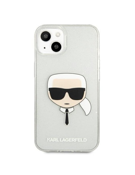 Karl Lagerfeld Glitter Karl& 39 s Head dėklas iPhone 13 mini - sidabrinis Karl Lagerfeld Glitter Karl& 39 s Head dėklas iPhone 13 mini - sidabrinis