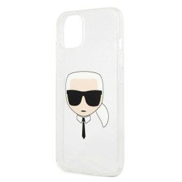 Karl Lagerfeld Glitter Karl& 39 s Head dėklas iPhone 13 mini - sidabrinis