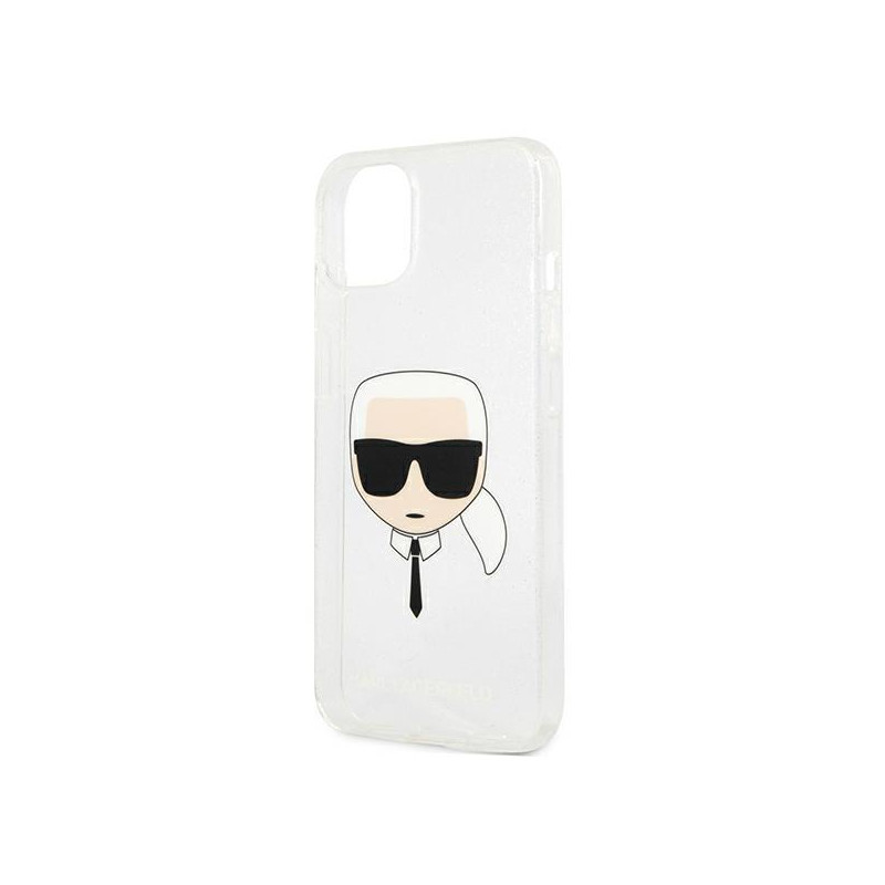 Karl Lagerfeld Glitter Karl& 39 s Head dėklas iPhone 13 mini - sidabrinis