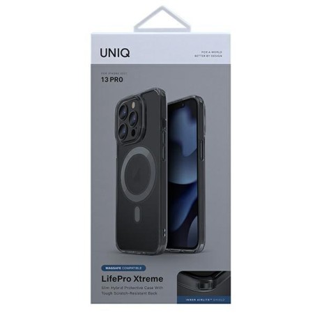 UNIQ LifePro Xtreme dėklas „iPhone 13 Pro“ / 13 6,1 colio „magsafe“ dūmų / dūmų UNIQ LifePro Xtreme dėklas „iPhone 13 Pro“ / 13 6,1 colio „magsafe“ dūmų / dūmų