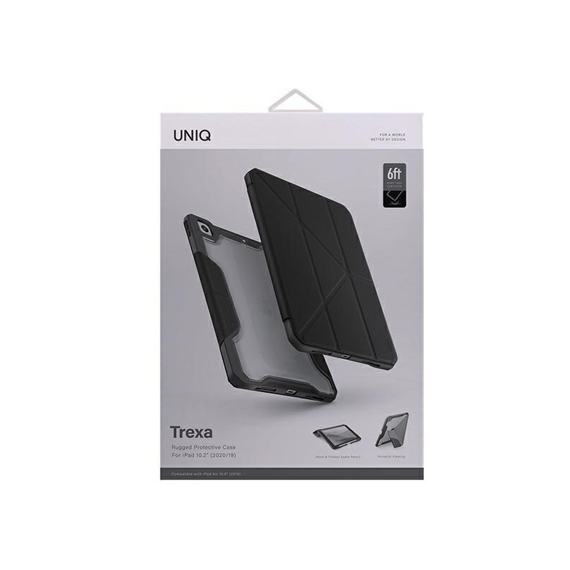 UNIQ Trexa dėklas, skirtas iPad 10.2& 39 & 39 2021/ 2020/ 2019 – juodas