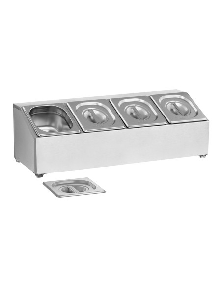 Vitrinos stovas maitinimo konteineriams 4 x GN1/6 + 4 x konteineriai