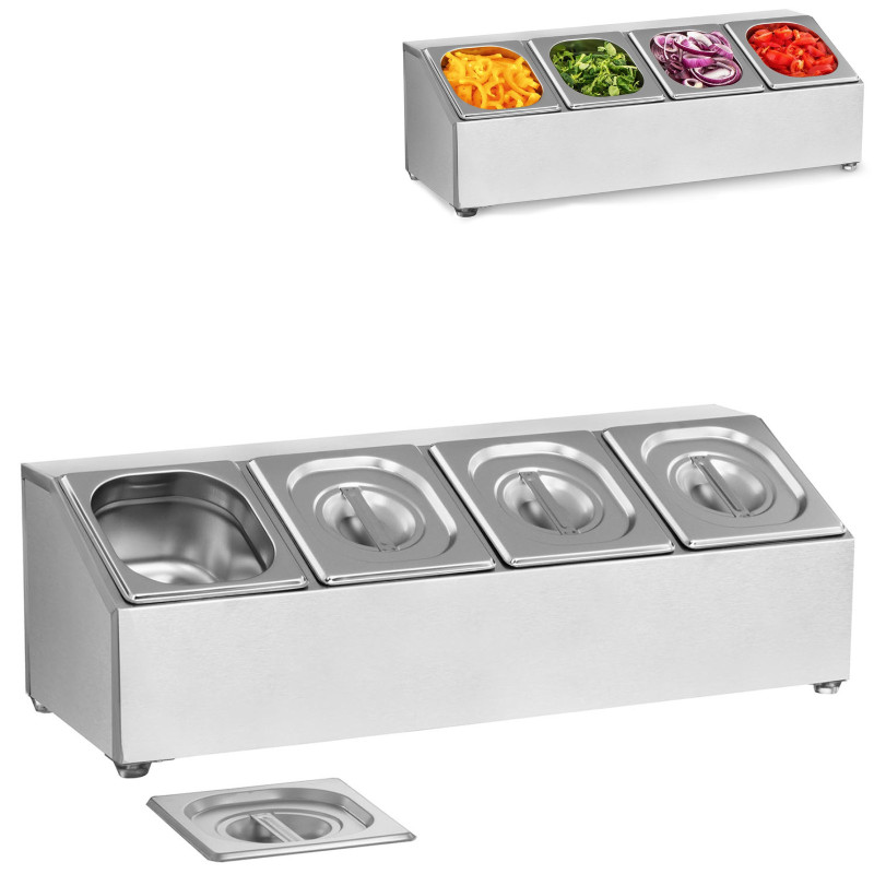 Vitrinos stovas maitinimo konteineriams 4 x GN1/6 + 4 x konteineriai