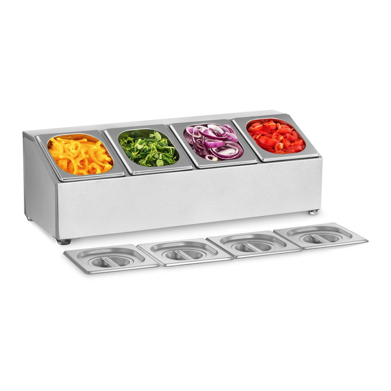 Vitrinos stovas maitinimo konteineriams 4 x GN1/6 + 4 x konteineriai