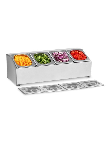 Vitrinos stovas maitinimo konteineriams 4 x GN1/6 + 4 x konteineriai