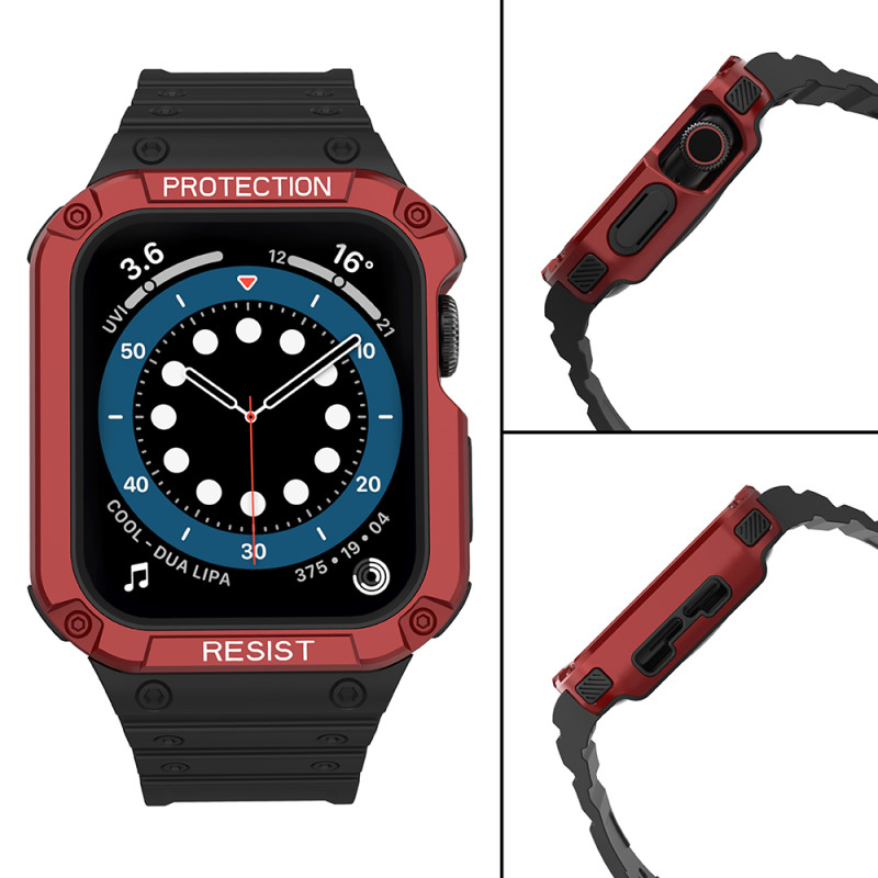 Apsaugokite dirželio juostą su dėklu, skirtu Apple Watch 7 / 6 / 5 / 4 / 3 / 2 / SE (41 / 40 / 38 mm) dėklas, šarvuotas ...