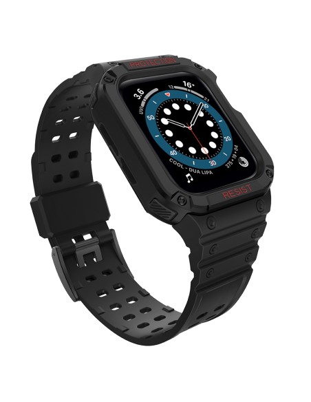 Apsaugokite dirželio juostą su dėklu Apple Watch 7 / 6 / 5 / 4 / 3 / 2 / SE (41 / 40 / 38 mm) dėklas, šarvuotas laikrodž...