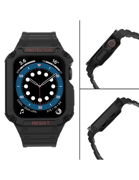 Apsaugokite dirželio juostą su dėklu Apple Watch 7 / 6 / 5 / 4 / 3 / 2 / SE (41 / 40 / 38 mm) dėklas, šarvuotas laikrodž...