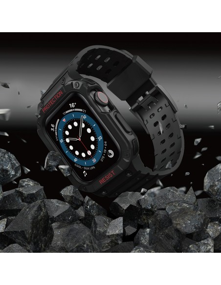 Apsaugokite dirželio juostą su dėklu Apple Watch 7 / 6 / 5 / 4 / 3 / 2 / SE (41 / 40 / 38 mm) dėklas, šarvuotas laikrodž...