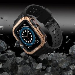 Apsauginė dirželio juosta su dėklu Apple Watch 7/ 6/ 5/ 4/ 3/ 2/ SE (41/ 40/ 38mm) Šarvuotos laikrodžio dangtelis juodas...