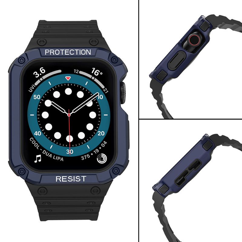 Apsaugokite dirželio juostą su dėklu, skirtu Apple Watch 7 / 6 / 5 / 4 / 3 / 2 / SE (41 / 40 / 38 mm) dėklas, šarvuotas ...