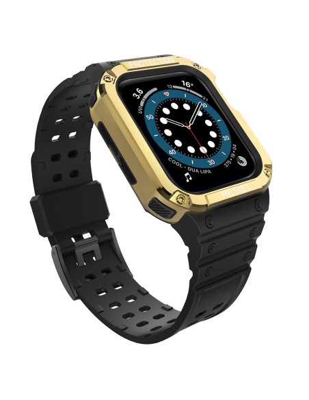 Apsauginė dirželio juosta su dėklu Apple Watch 7/ 6/ 5/ 4/ 3/ 2/ SE (41/ 40/ 38mm) Šarvuoto laikrodžio dėklas, juodas / ...