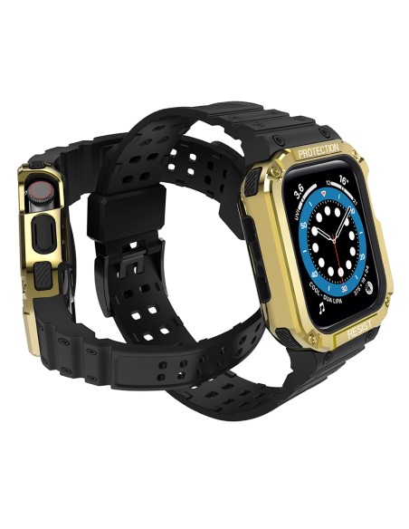 Apsauginė dirželio juosta su dėklu Apple Watch 7/ 6/ 5/ 4/ 3/ 2/ SE (41/ 40/ 38mm) Šarvuoto laikrodžio dėklas, juodas / ...