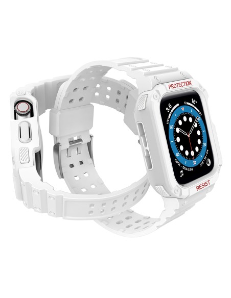 Apsauginė dirželio juosta su dėklu Apple Watch 7/ 6/ 5/ 4/ 3/ 2/ SE (41/ 40/ 38mm) Šarvuoto laikrodžio dėklas, baltas Apsauginė dirželio juosta su dėklu Apple Watch 7/ 6/ 5/ 4/ 3/ 2/ SE (41/ 40/ 38mm) Šarvuoto laikrodžio dėklas, baltas