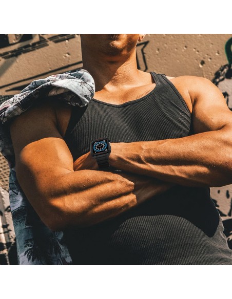 Apsauginė dirželio juosta su dėklu Apple Watch 7/ 6/ 5/ 4/ 3/ 2/ SE (41/ 40/ 38mm) Šarvuoto laikrodžio dėklas, baltas Apsauginė dirželio juosta su dėklu Apple Watch 7/ 6/ 5/ 4/ 3/ 2/ SE (41/ 40/ 38mm) Šarvuoto laikrodžio dėklas, baltas