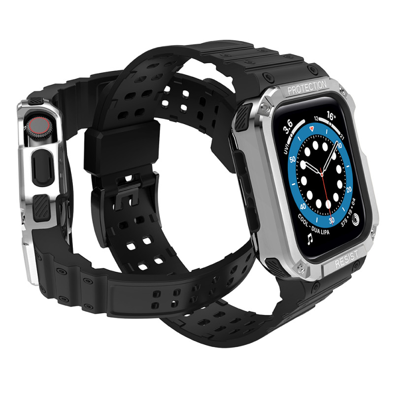 Apsaugokite dirželio juostą su dėklu, skirtu Apple Watch 7 / 6 / 5 / 4 / 3 / 2 / SE (41 / 40 / 38 mm) dėklas, šarvuotas ...