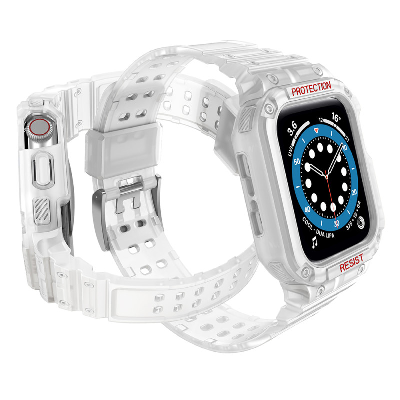 Apsaugokite dirželio juostą su dėklu Apple Watch 7 / 6 / 5 / 4 / 3 / 2 / SE (41 / 40 / 38 mm) dėklas, šarvuotas laikrodž...