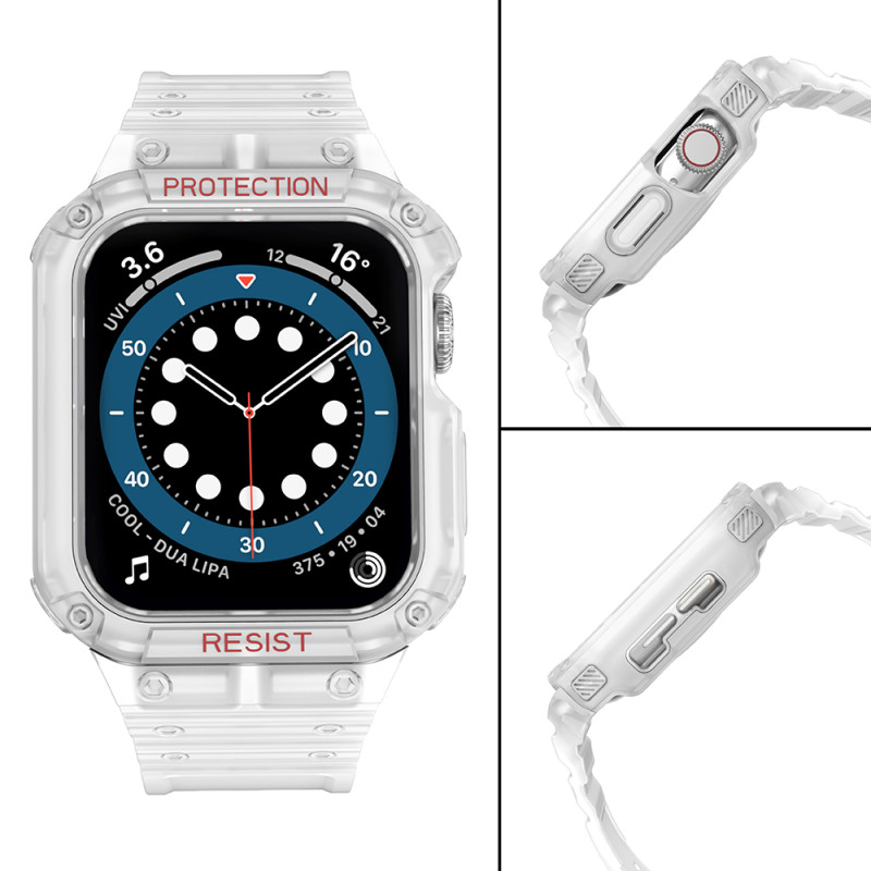 Apsaugokite dirželio juostą su dėklu Apple Watch 7 / 6 / 5 / 4 / 3 / 2 / SE (41 / 40 / 38 mm) dėklas, šarvuotas laikrodž...